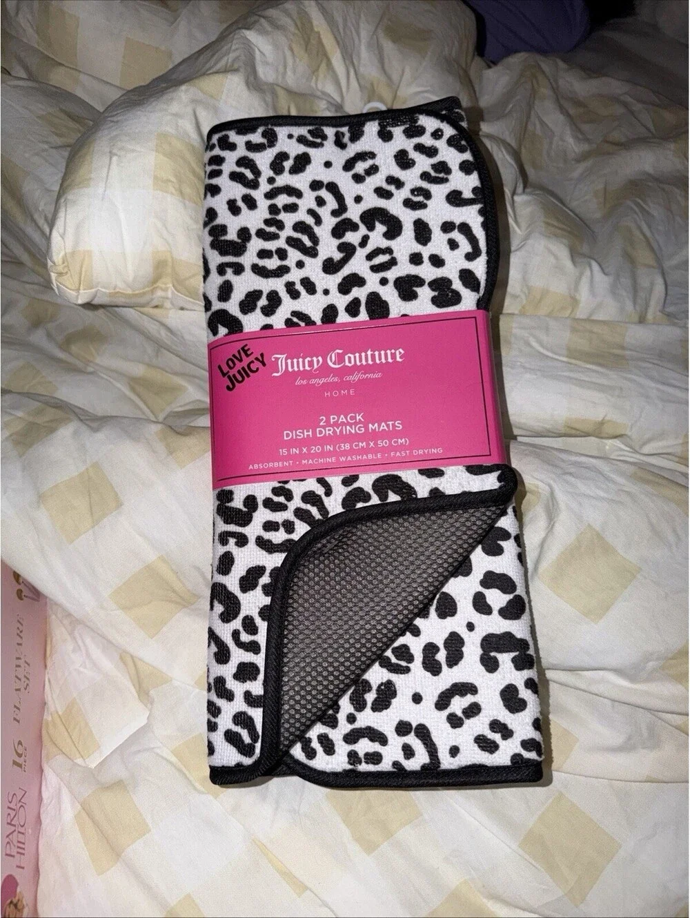 Juicy Couture 2 pack Drying Mats Black/white Cheetah print 15